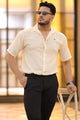 Turbo Designer Motif Embossed Casual Shirt In Light Lemon