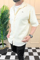 Turbo Textured Champ Casual Shirt In Light Lemon