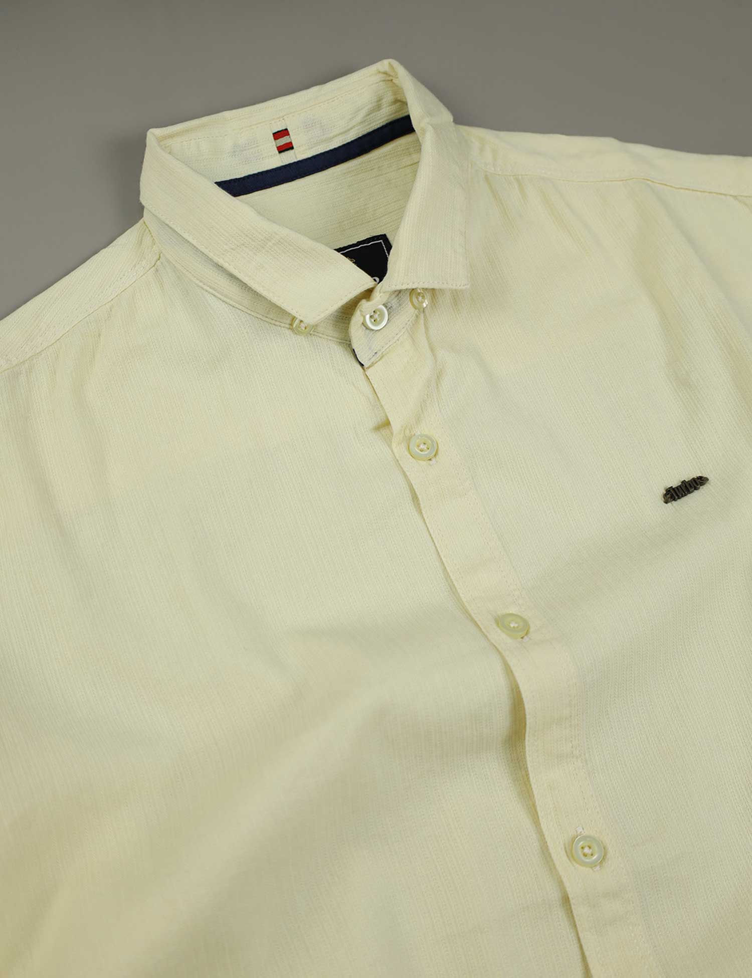 Turbo Self Lining Long Sleeve Cotton Casual Shirt In Light Lemon