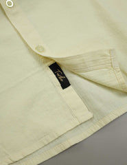 Turbo Self Lining Long Sleeve Cotton Casual Shirt In Light Lemon