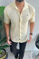 Turbo Designer Motif Embossed Casual Shirt In Light Lemon