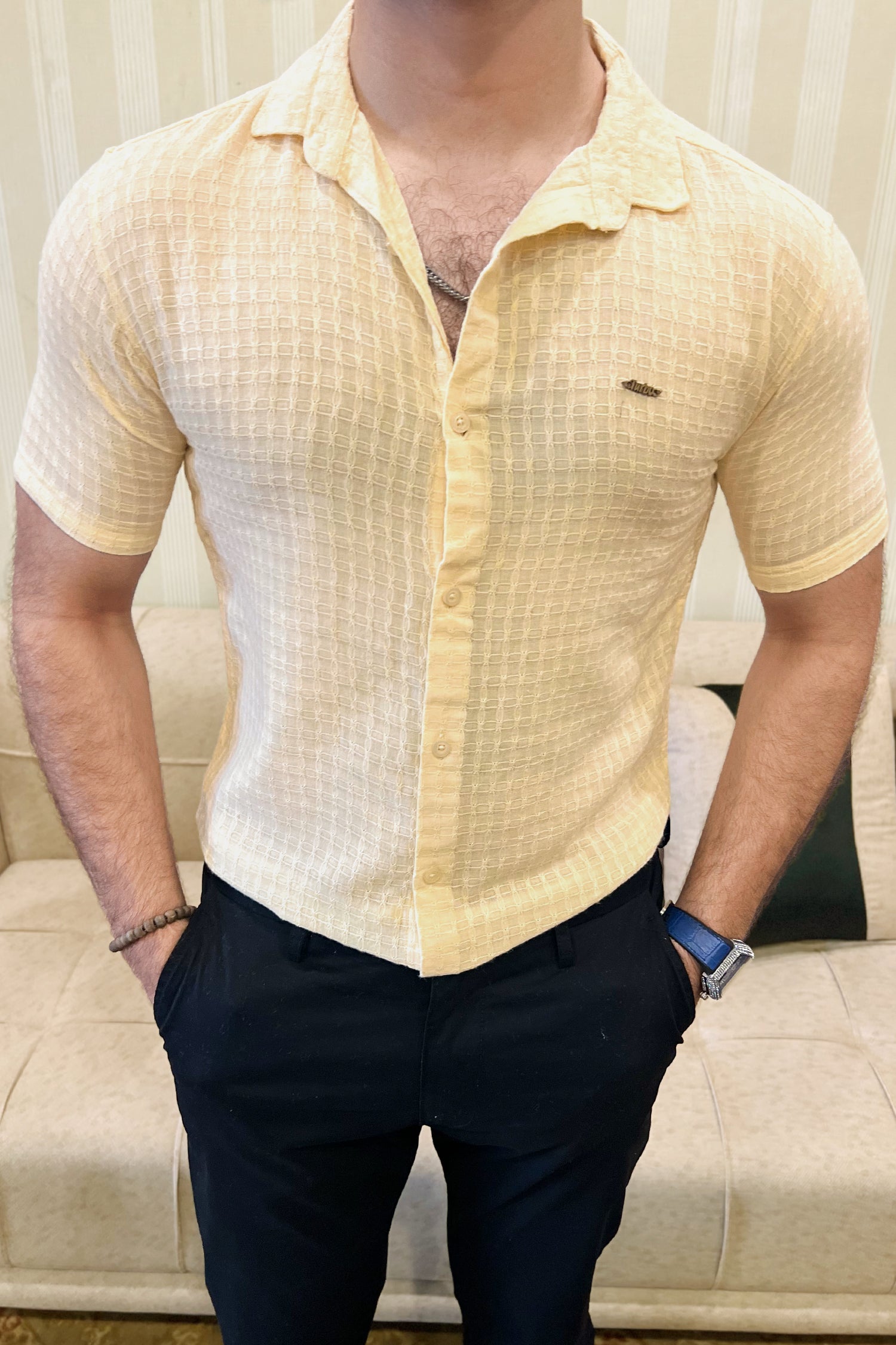 Turbo Designer Motif Embossed Casual Shirt