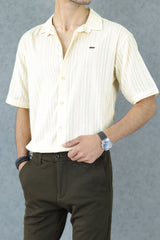 Turbo Textured Champ Casual Shirt In Light Lemon