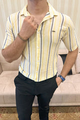 Turbo Patterned Lining Style Casual Shirt