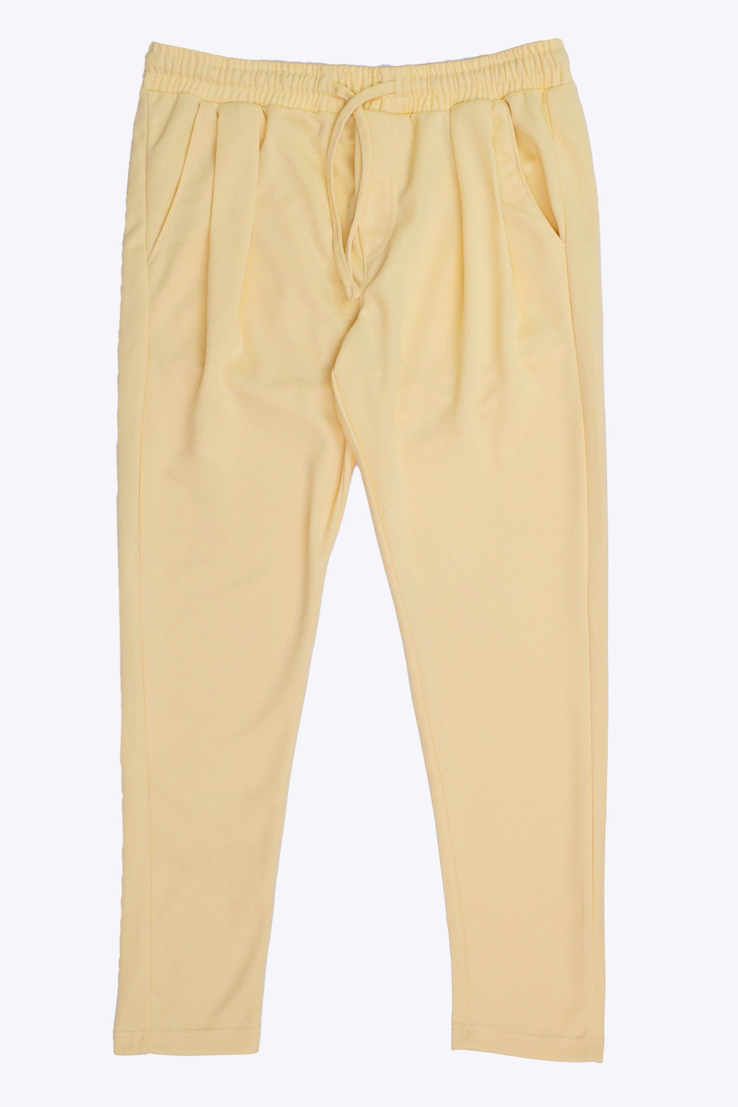 Turbo Elastic Classic Pleated Slimfit Trouser In Light Lemon