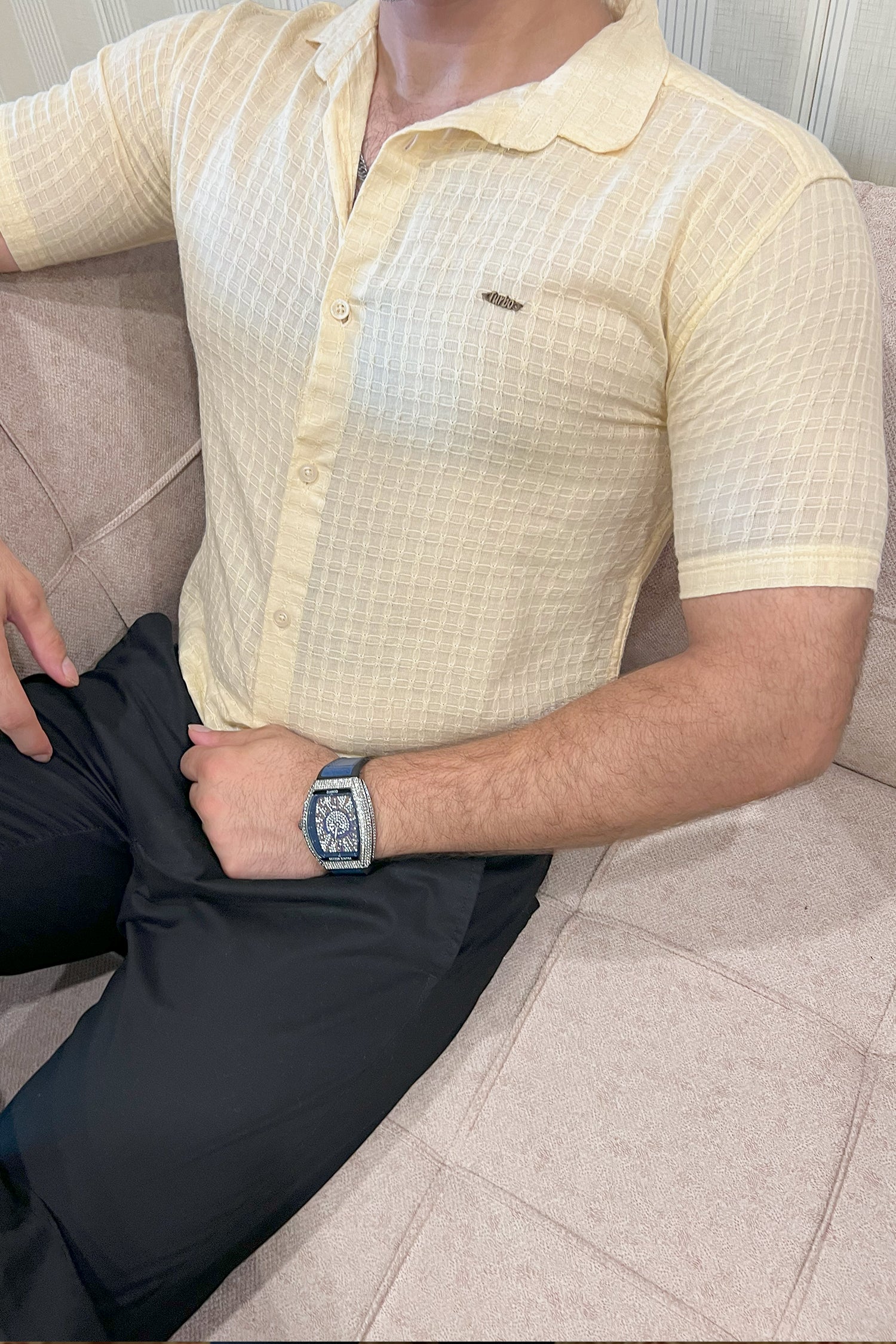 Turbo Designer Motif Embossed Casual Shirt