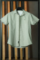 Turbo Creamline Striped Comfort Casual Shirt In Light Moss Green