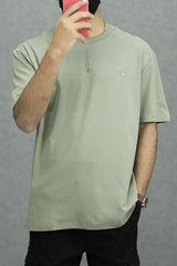 Relaxed Fit Imported Basic T-Shirt in Light Moss Green