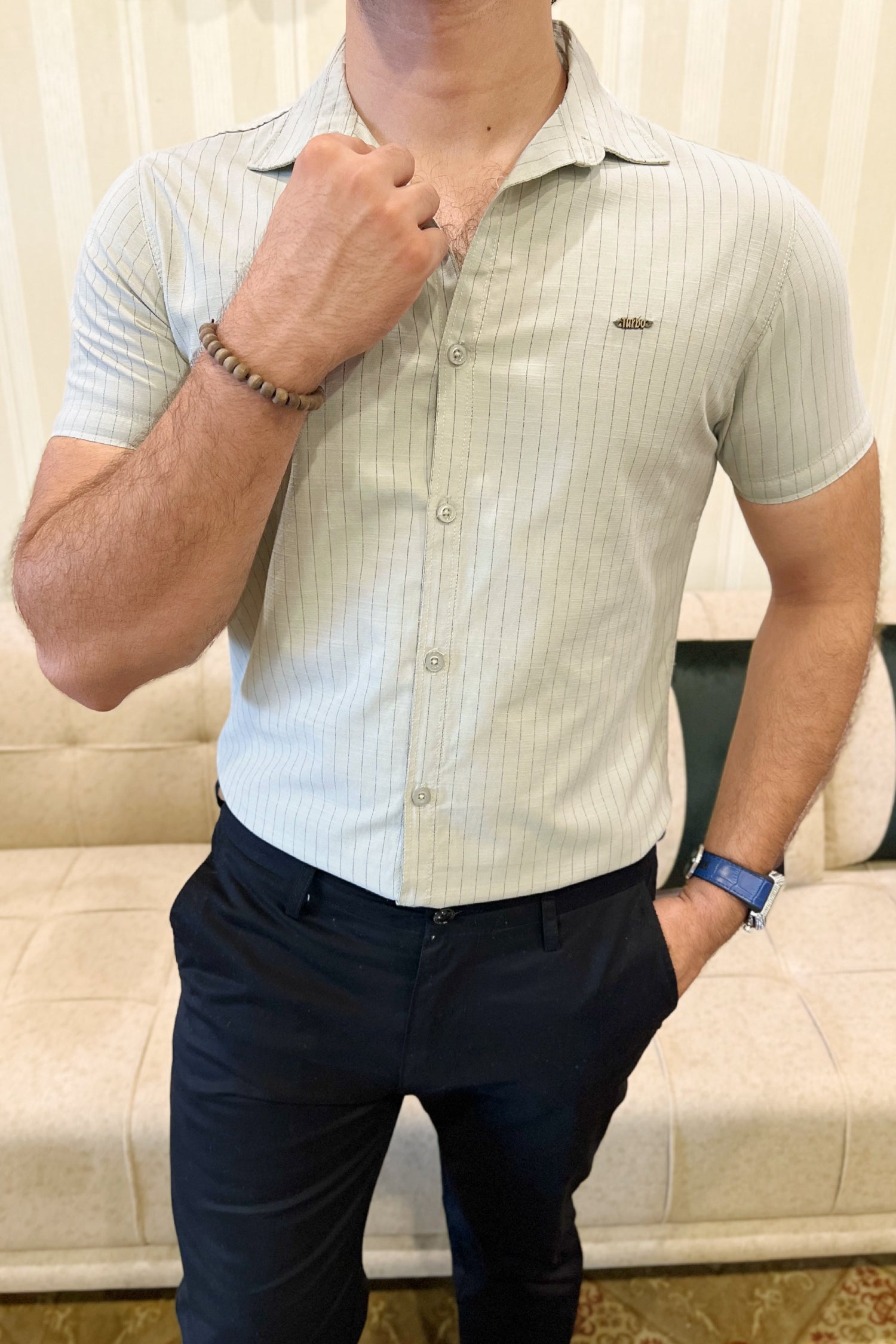 Turbo Creamline Striped Comfort Casual Shirt
