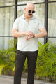 Turbo Creamline Striped Comfort Casual Shirt In Light Moss Green