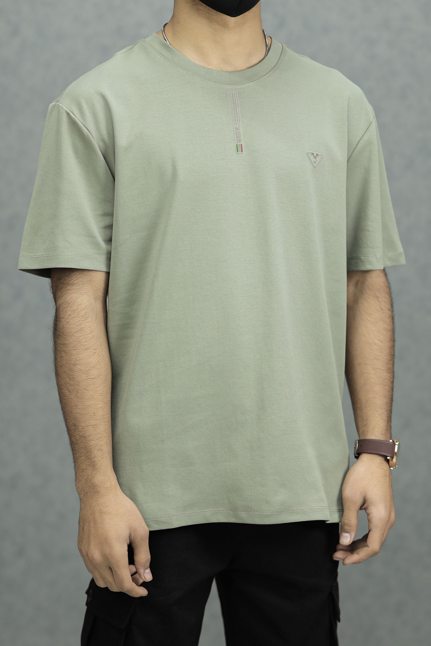 Relaxed Fit Imported Basic T-Shirt in Light Moss Green