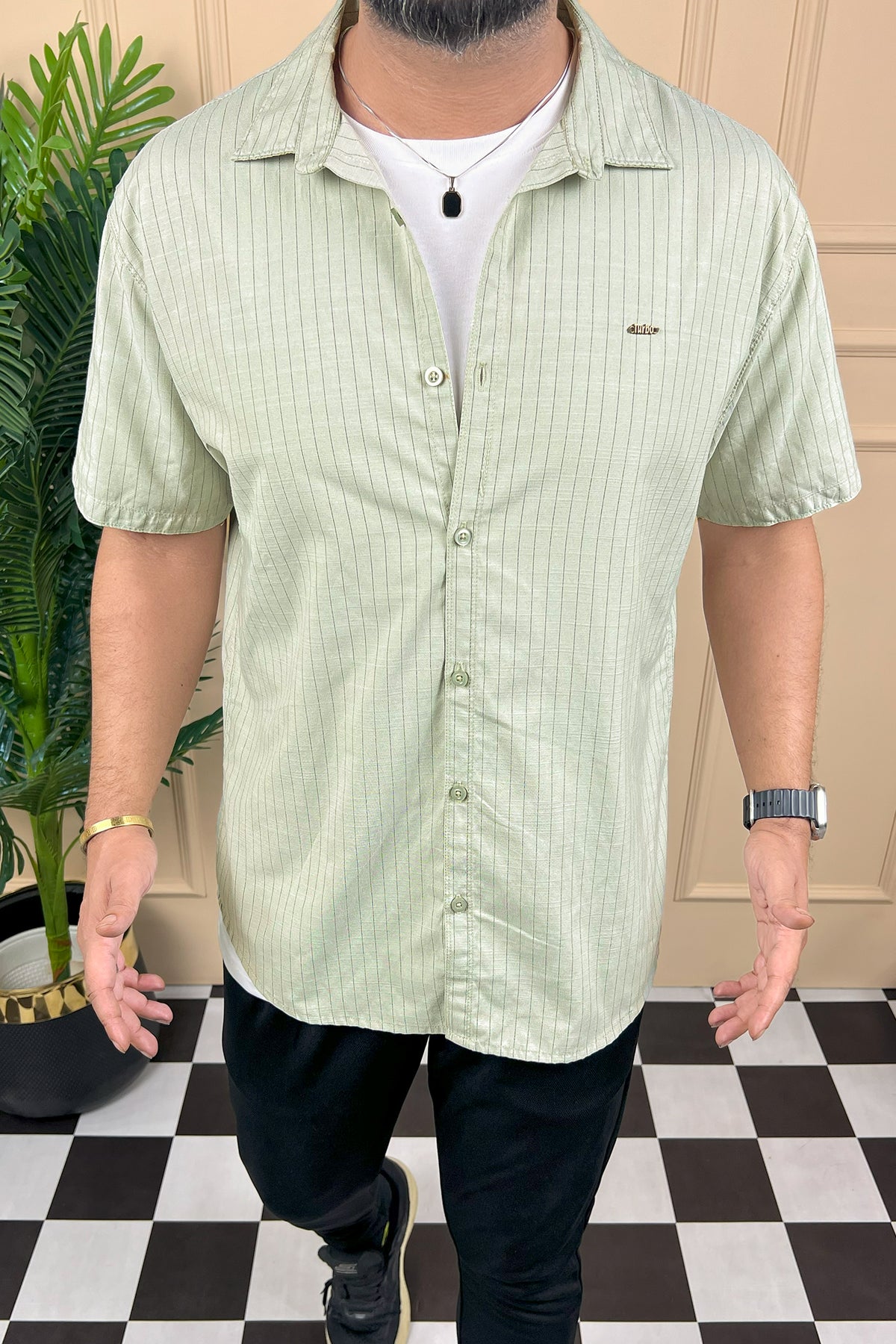 Turbo Creamline Striped Comfort Casual Shirt