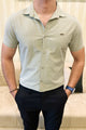 Turbo Creamline Striped Comfort Casual Shirt In Light Moss Green