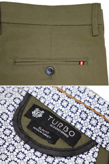 Turbo Urban Executive Slim Fit Cotton Pant In Light Moss Green