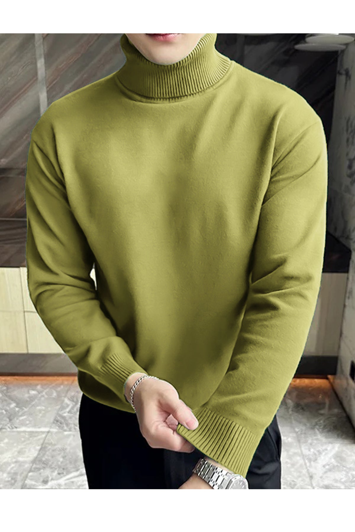 Turtleneck Cashmere High Neck In Light Moss Green