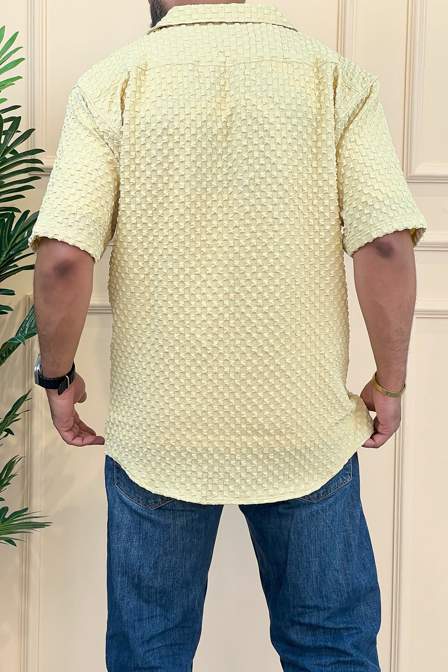 Turbo Popcorn Cuba Waffle Casual Shirt In Lemon
