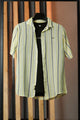 Turbo Patterned Lining Style Casual Shirt In Lemon