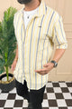 Turbo Patterned Lining Style Casual Shirt In Lemon