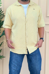 Turbo Popcorn Cuba Waffle Casual Shirt In Lemon