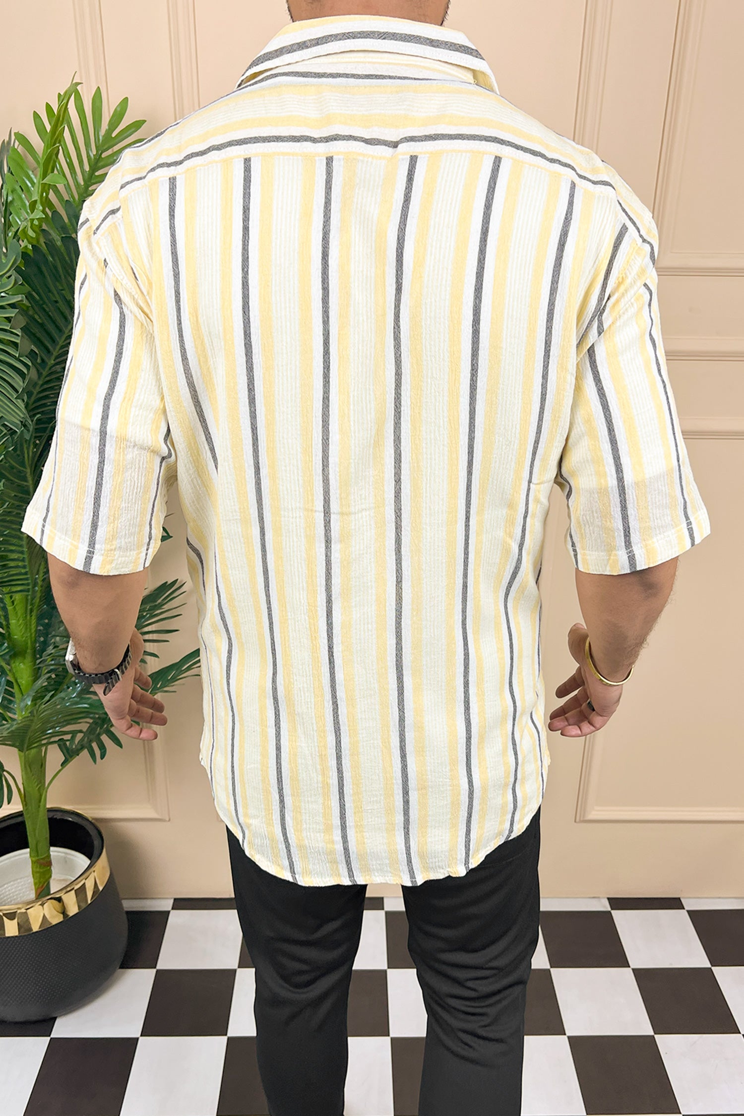 Turbo Patterned Lining Style Casual Shirt
