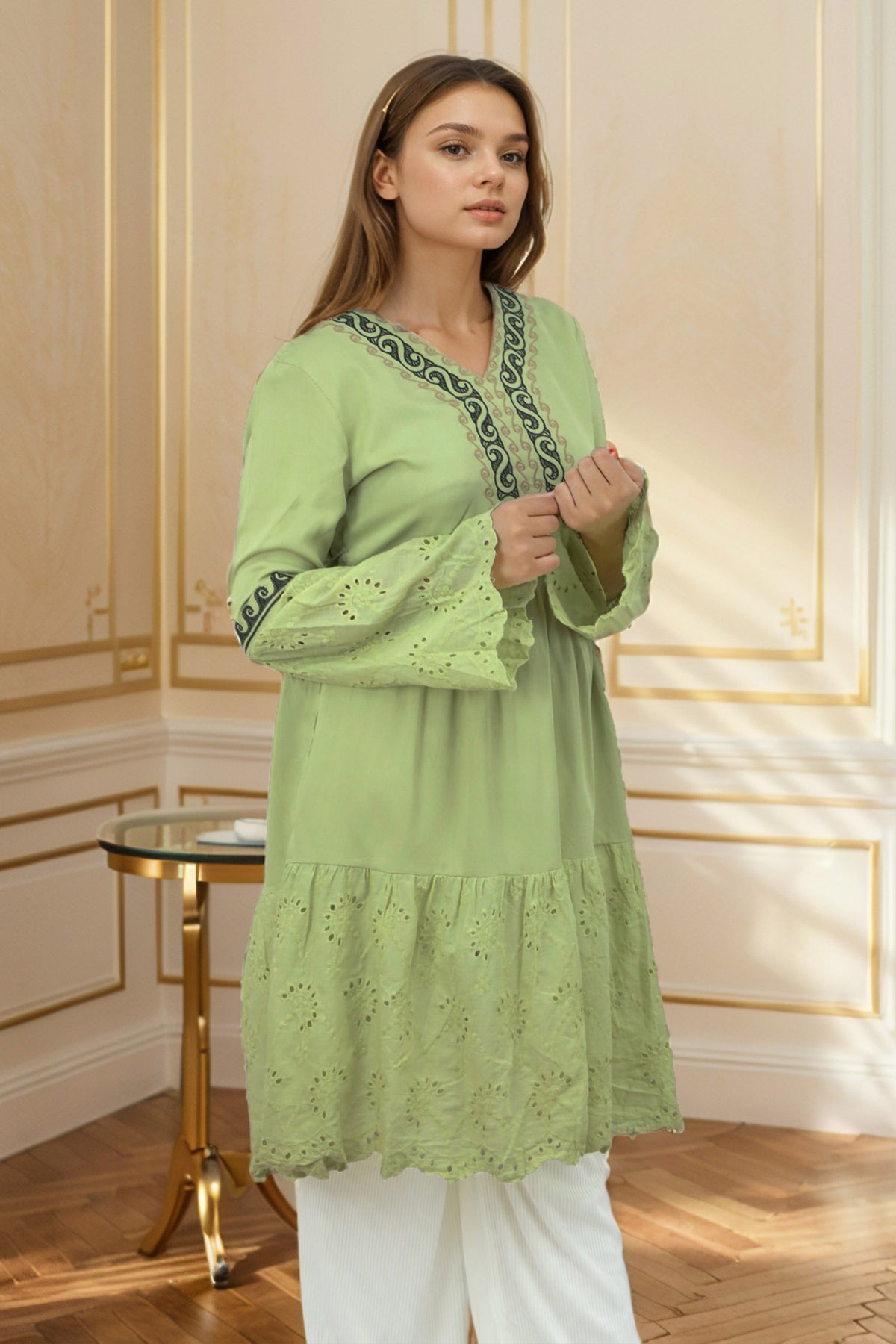 Embroidered Design Sewing Pattern Turkish Imported Top