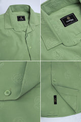Embossed Floral All Over Casual Shirt In Light Mint