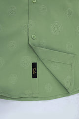 Embossed Floral All Over Casual Shirt In Light Mint