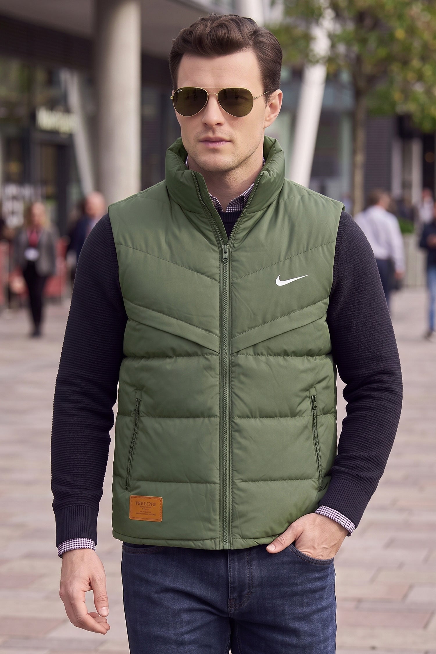 Nke Wind-Runner Imported Puffer Men's Gilet In Light Olive
