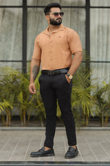 Turbo Snitch Striped Casual Shirt In Light Orange