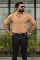 Turbo Snitch Striped Casual Shirt In Light Orange