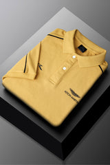Hackt Aston Martin Shoulder Cut Short Sleeve Men's Polo Shirt In Light Orange