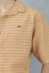 Turbo Snitch Striped Casual Shirt In Light Orange