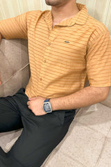 Turbo Snitch Striped Casual Shirt In Light Orange
