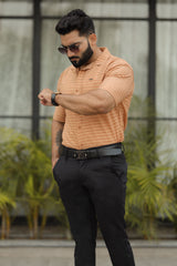 Turbo Snitch Striped Casual Shirt In Light Orange