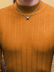 Fashion Slim Striped Motif Mock Neck Men's Sweatshirt In Light Orange