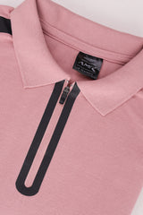 Hackt Lndn AMR Performance Zip-Placket Men's Polo Shirt In Light Pink