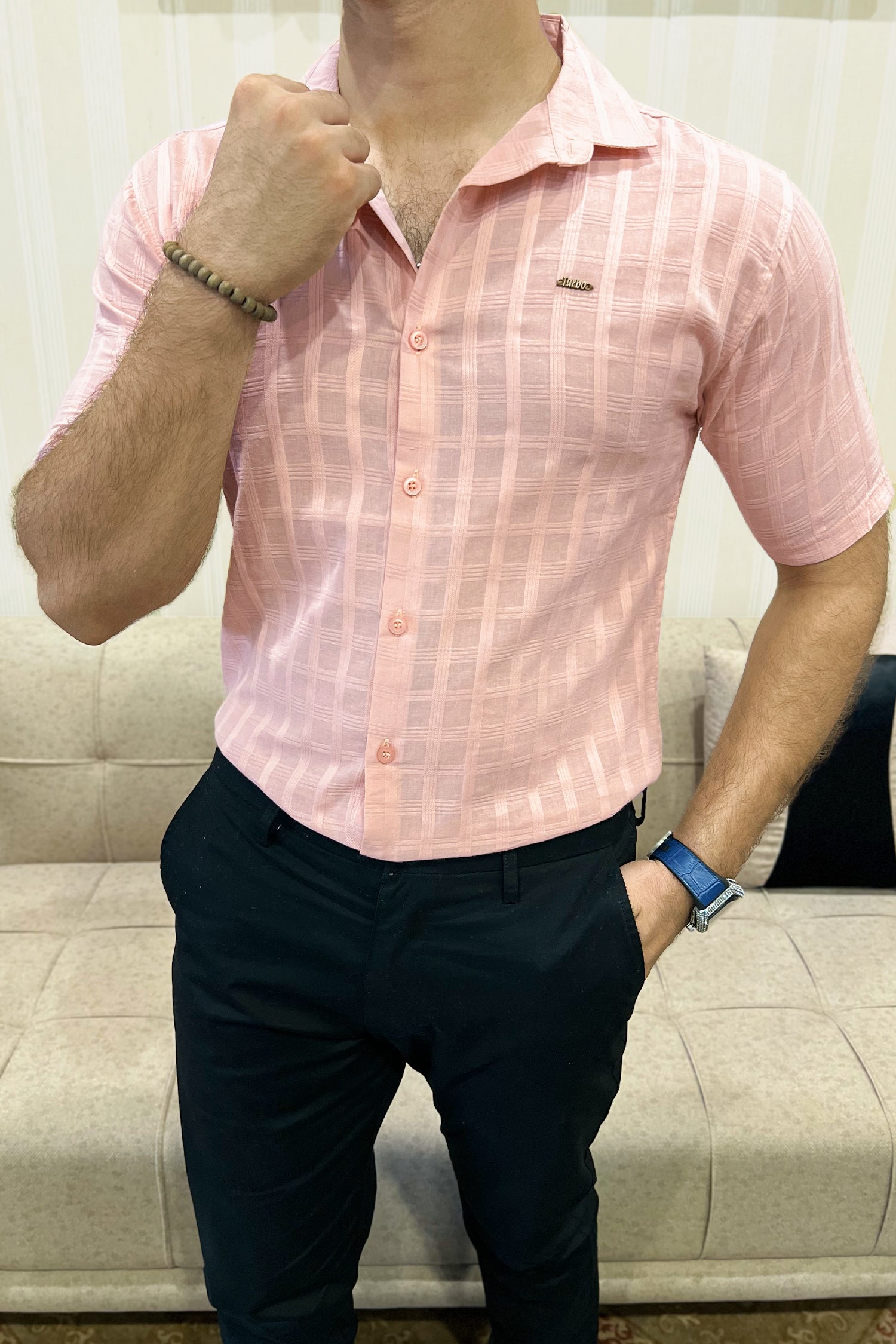 Turbo ShowOff Self Pattern Casual Shirt