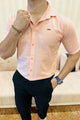 Turbo Textured Relaxed Fit Casual Shirt In Light Pink