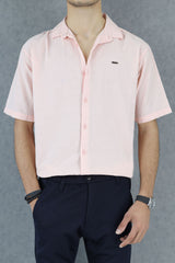 Turbo Textured Relaxed Fit Casual Shirt In Light Pink