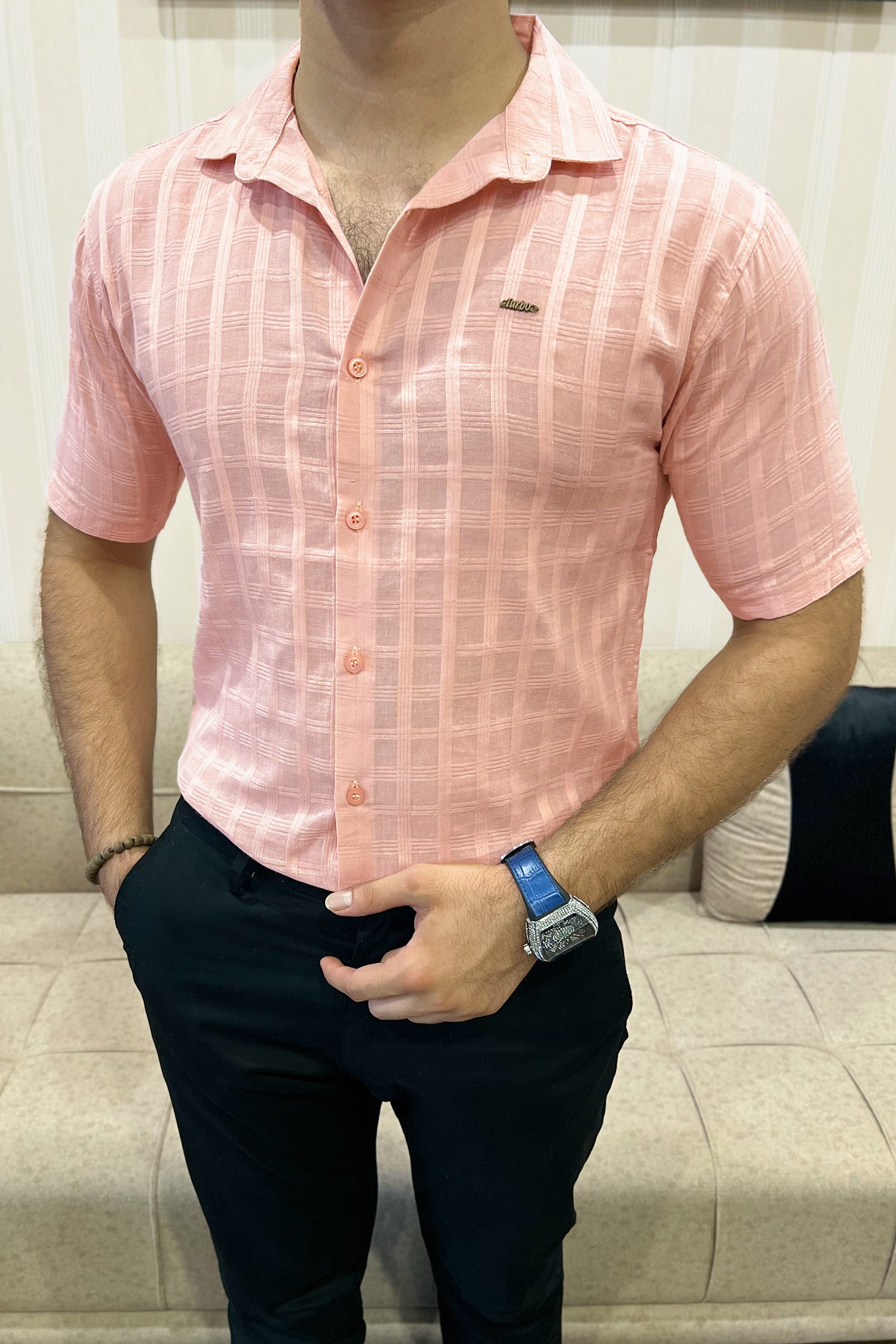 Turbo ShowOff Self Pattern Casual Shirt