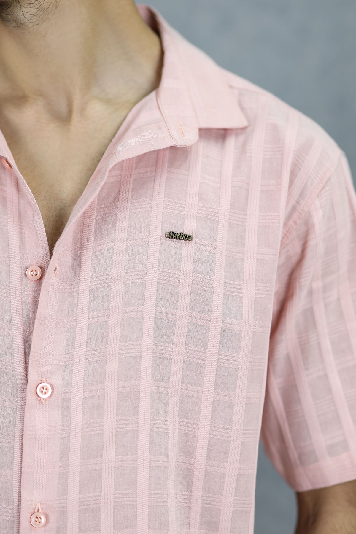 Turbo ShowOff Self Pattern Casual Shirt In Light Pink