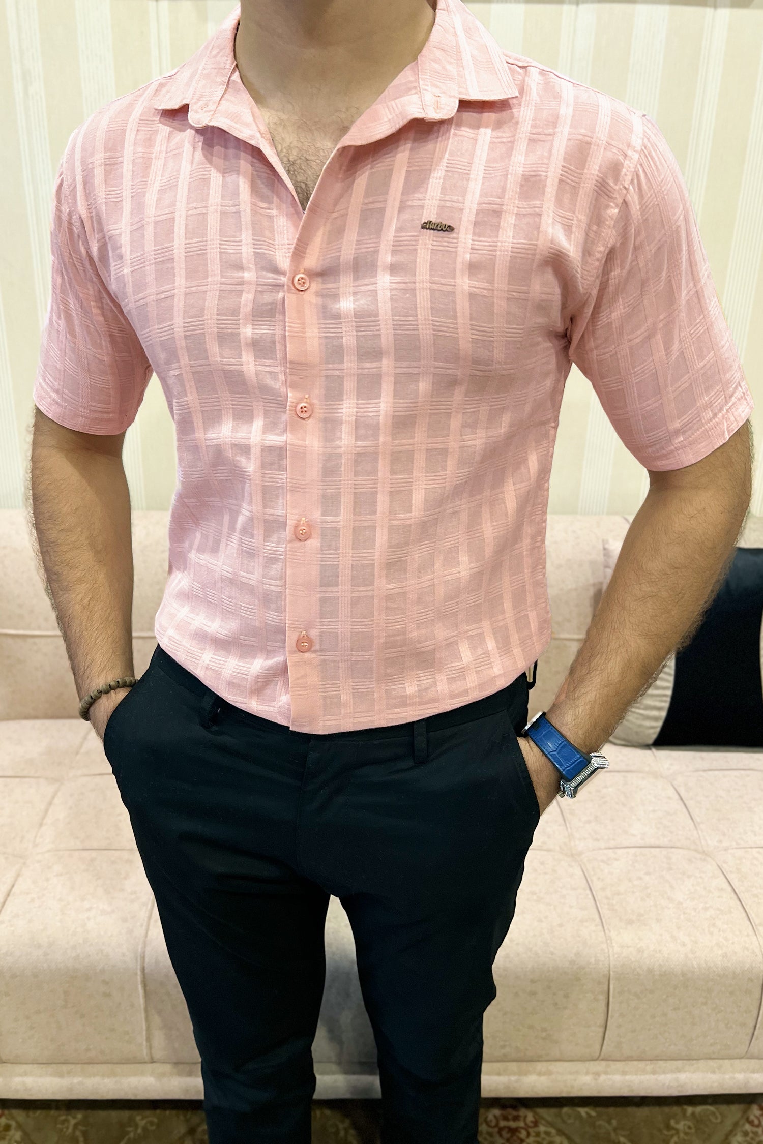 Turbo ShowOff Self Pattern Casual Shirt