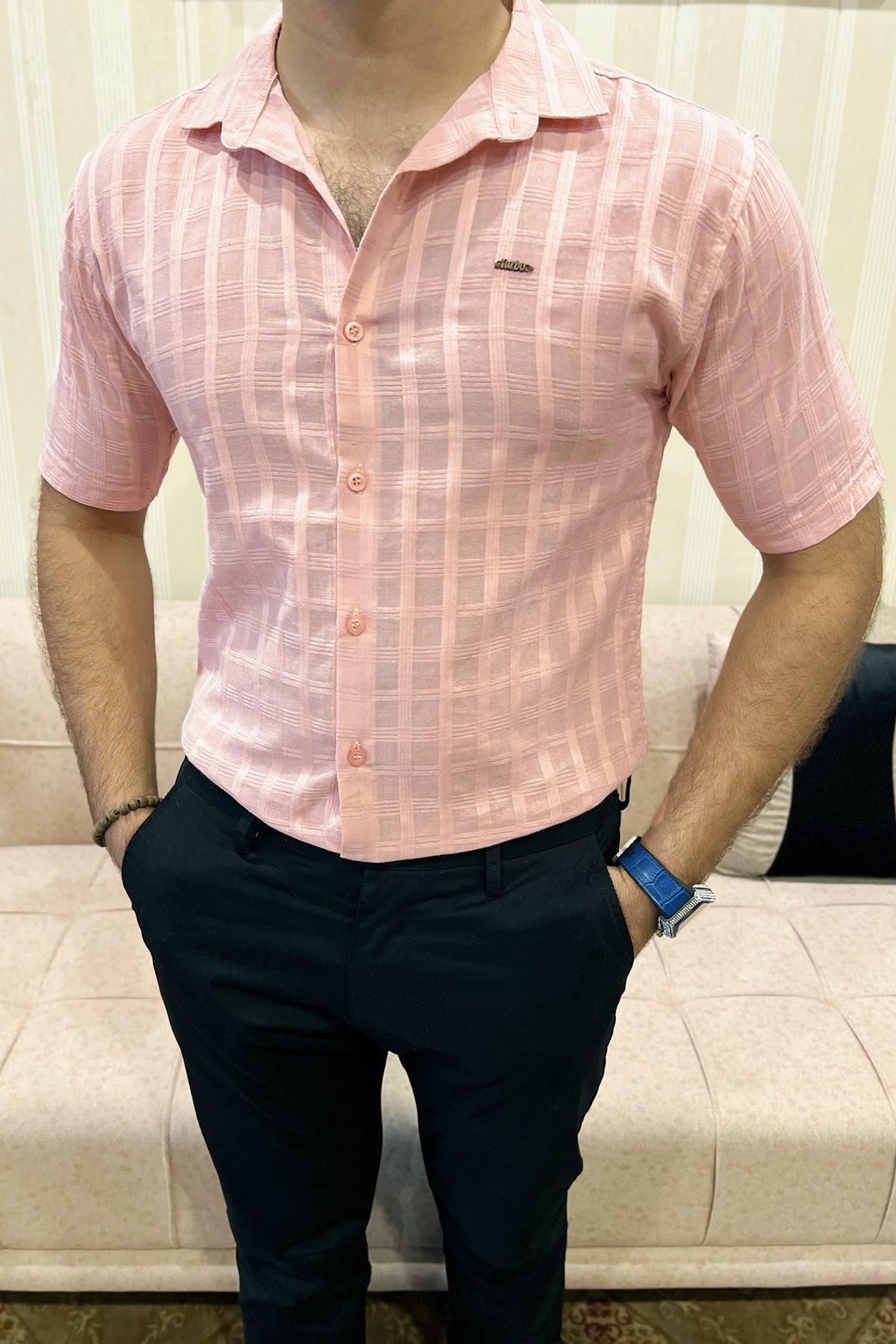 Turbo ShowOff Self Pattern Casual Shirt