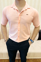 Turbo Textured Relaxed Fit Casual Shirt In Light Pink