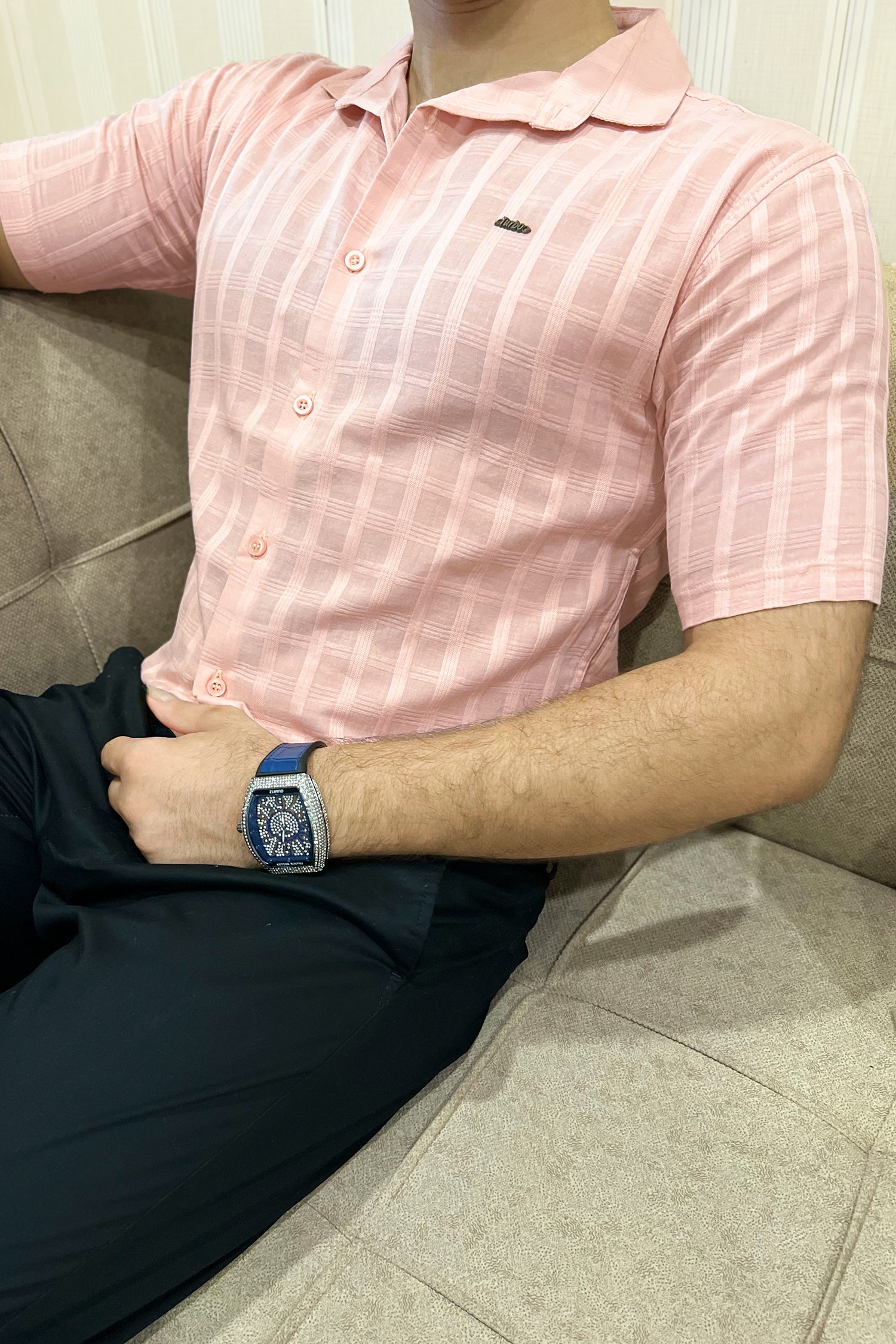Turbo ShowOff Self Pattern Casual Shirt