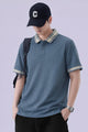 Turbo Plaid Pattern Collered Men's Polo T-Shirt In Dark Grey