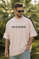 Emerald Edge Round Neck OverSize T-shirt In Light Pink