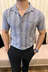 Turbo Cubin Textured Striped Casual Shirt