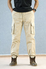 Turbo Vintage Grip Signature Imp Cotton Cargo Trouser In Light Skin