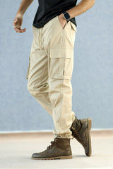 Turbo Vintage Grip Signature Imp Cotton Cargo Trouser In Light Skin